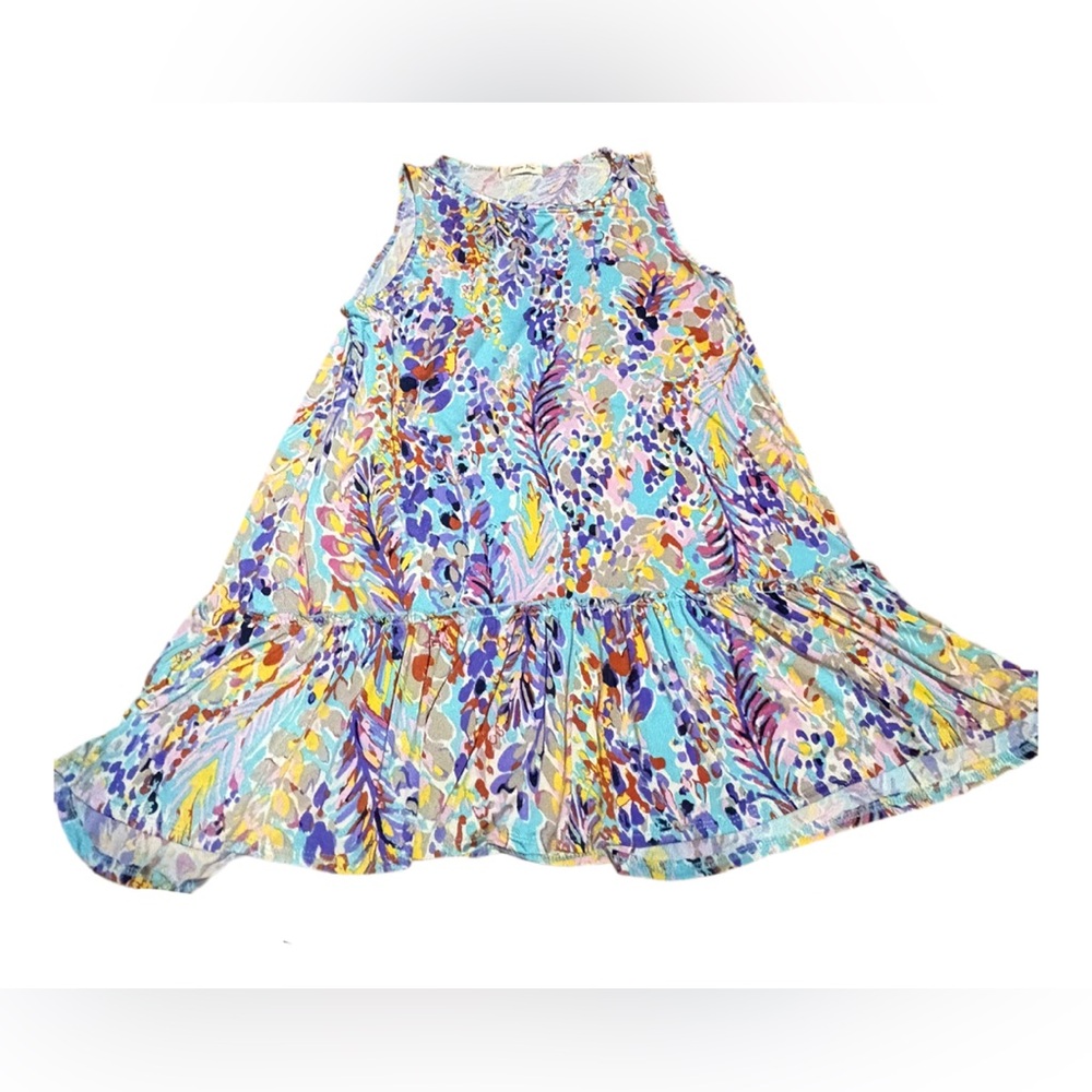 Beeson River Pink and Yellow Ruffled Halter Tunic